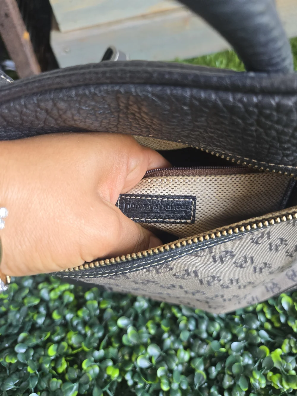 Vintage Dooney & Bourke Signature DB Monogram Canvas & Leather Backpack
